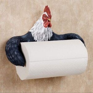 Rooster Paper Towel Holder - Black and White
